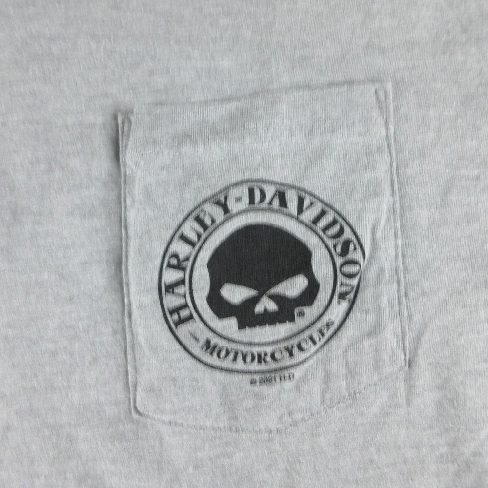 Harley-Davidson Shirt Mens XL Gray Skull Pocket Northshore Eagle Graphic Tee